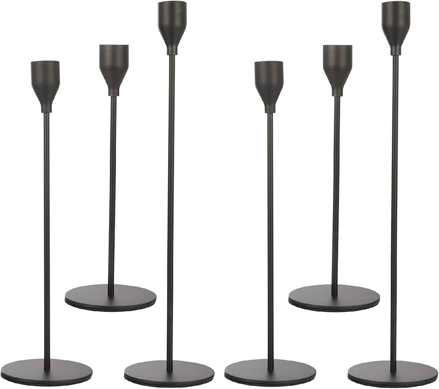 Anndason Set of 6 Black Taper Candle Holders Decorative Candlestick Holder for Home Decor, Weddin... | Amazon (US)