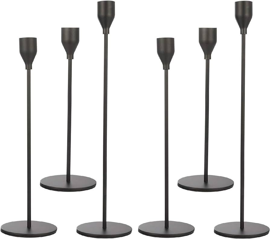 Anndason Set of 6 Black Taper Candle Holders Decorative Candlestick Holder for Home Decor, Weddin... | Amazon (US)