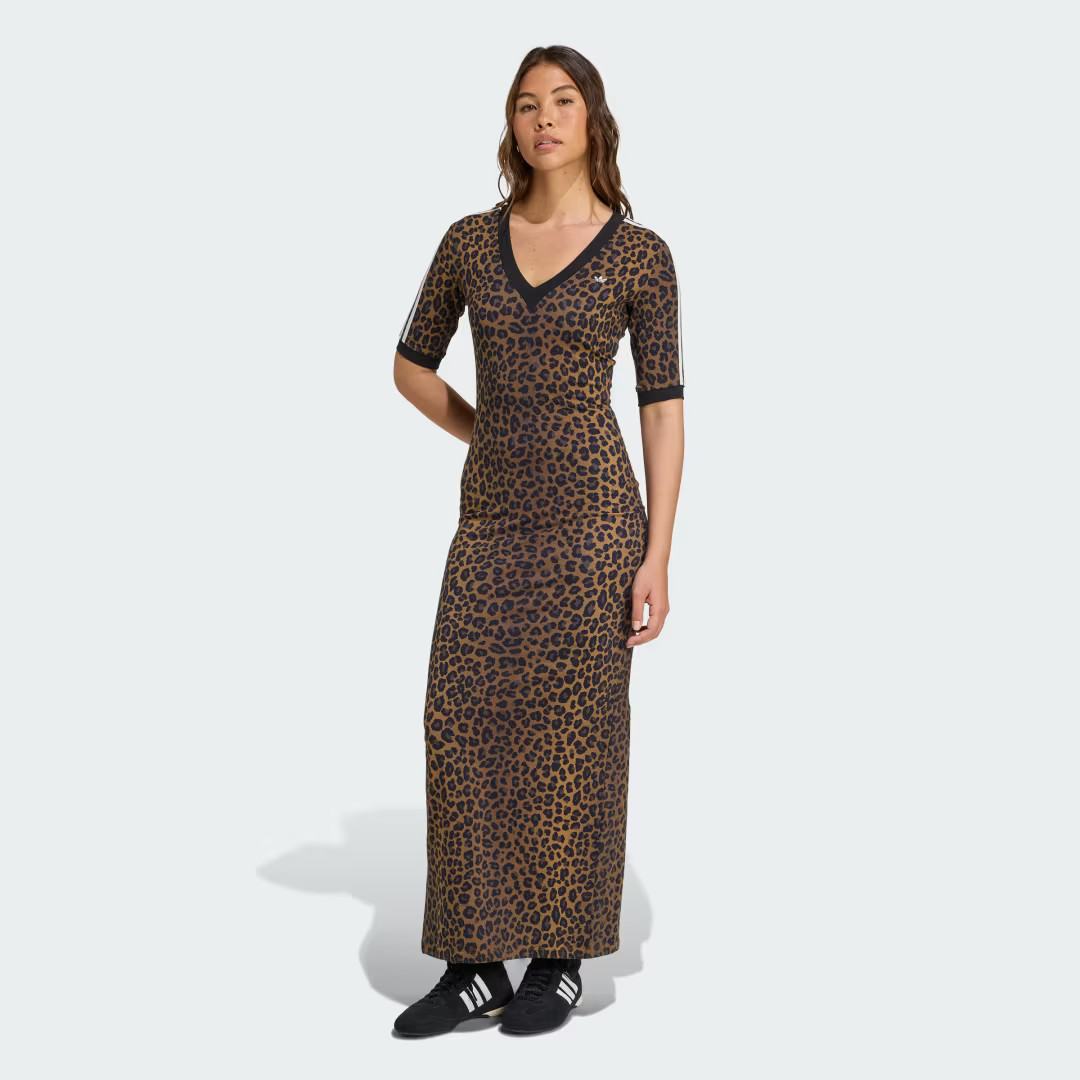 adidas Leopard V-Neck Maxi Dress Multicolor S Womens | adidas (US)