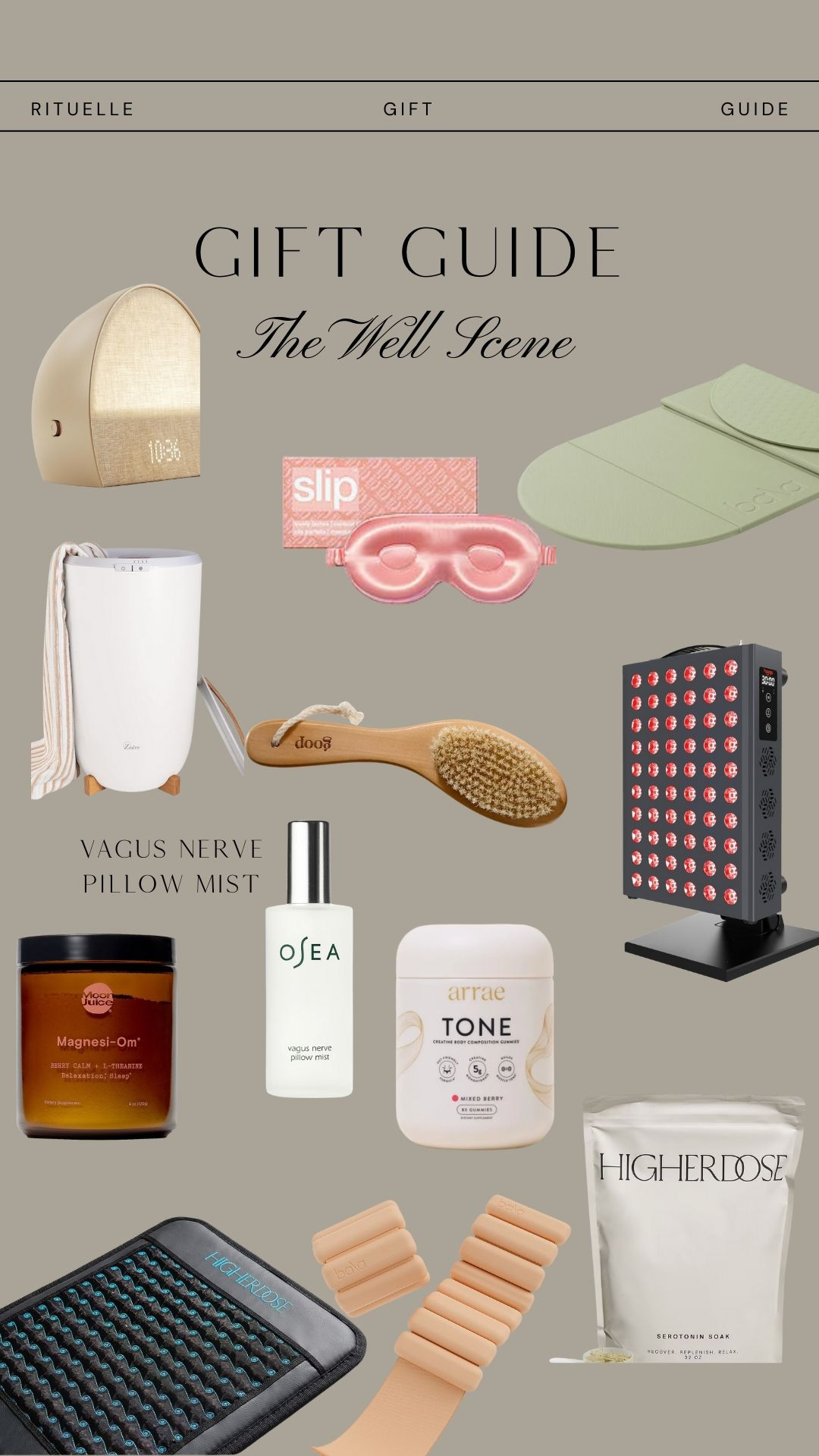 Your ultimate wellness gift guide featuring red light therapy, acupressure mats, magnesium supplements, dry brushes, Pilates gear, luxury pillow mists, weighted sleep masks, sauna blankets, and detox essentials. Perfect for the wellness enthusiast obsessed with biohacking, self-care, and nervous system regulation. 

 

#LTKCyberWeek #LTKGiftGuide #LTKHoliday