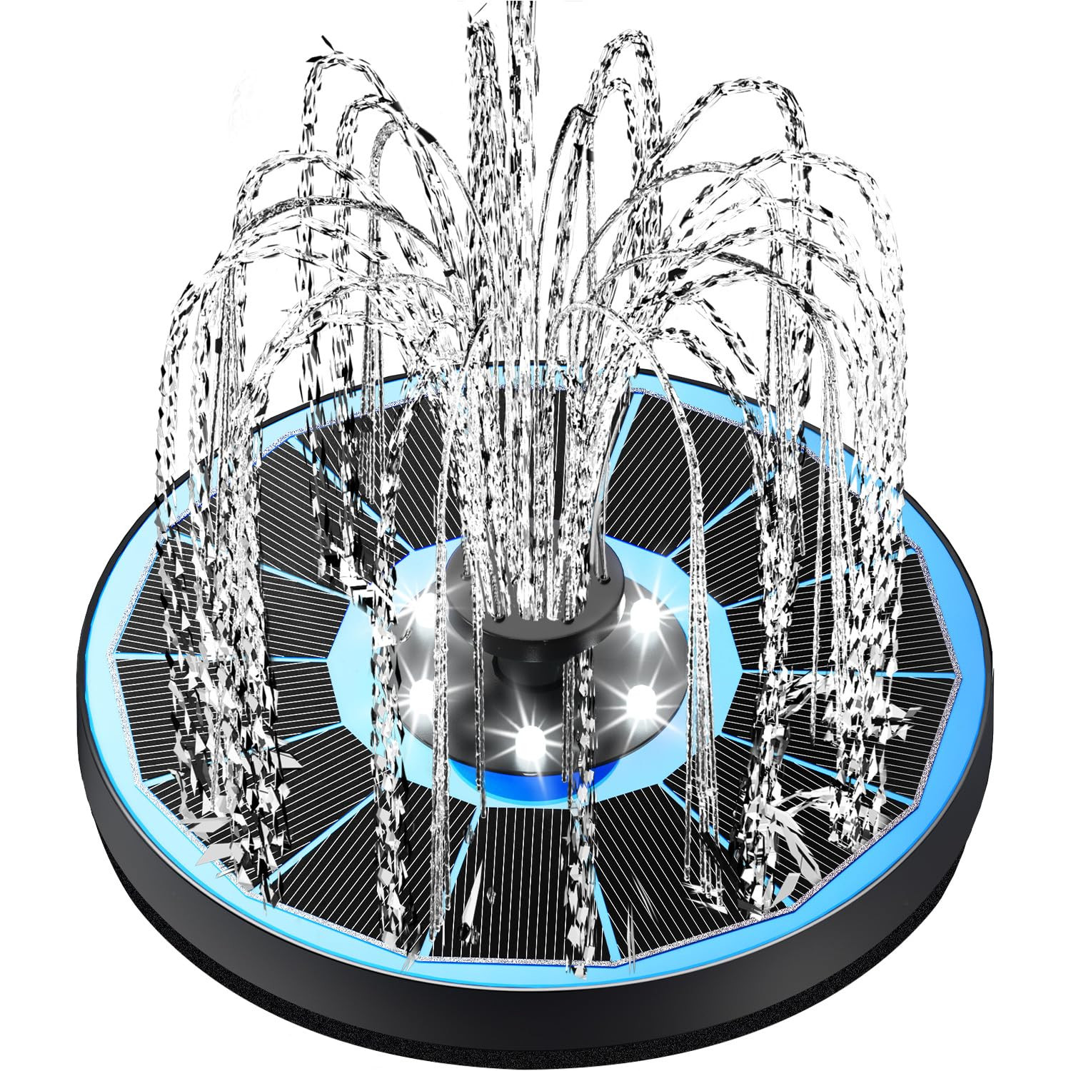 Solar Fountain Glass Panel with 2200 mah Battery, 3.5W Floating Solar Water Fountain with 4 Fixed... | Amazon (US)