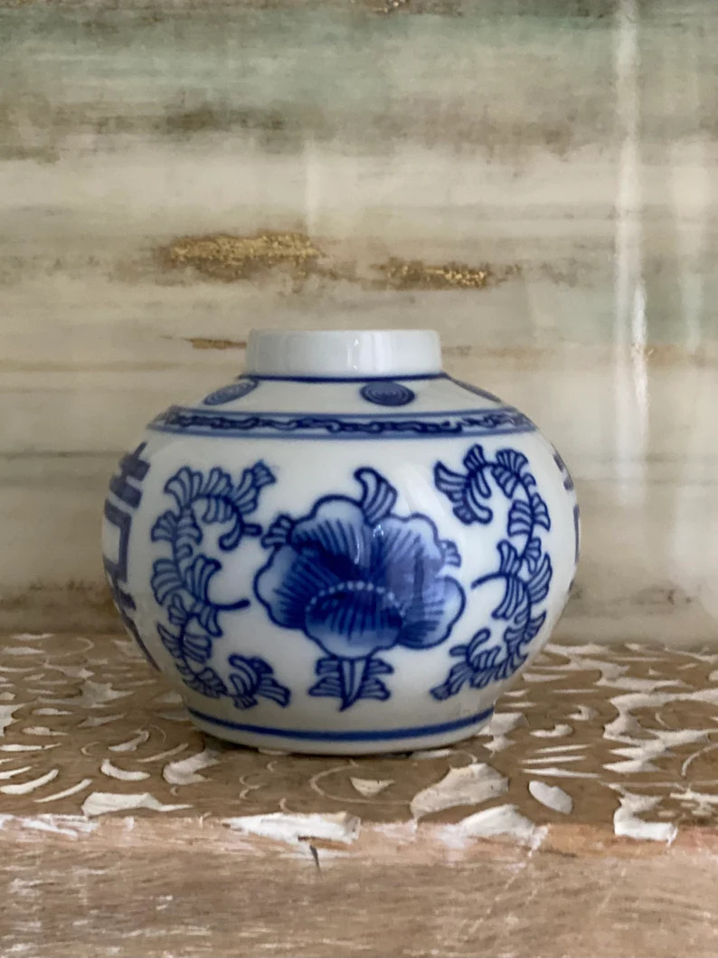 Blue & White Chinoiserie Ginger Jar Small Oriental Porcelain | Etsy | Etsy (US)