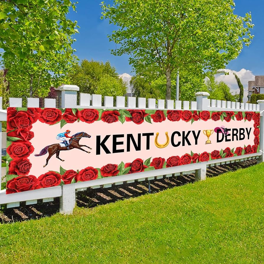 Kentucky Derby Banner Horse Race Party Decorations - Derby Race Run for the Rose Banner Outdoor Y... | Amazon (US)