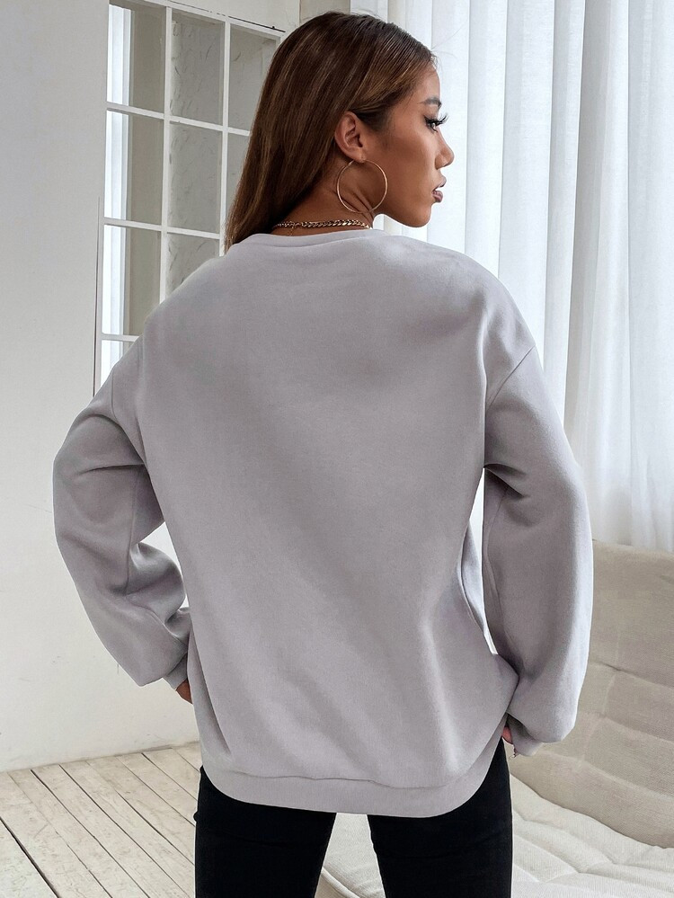 Letter Graphic Drop Shoulder Pullover | SHEIN