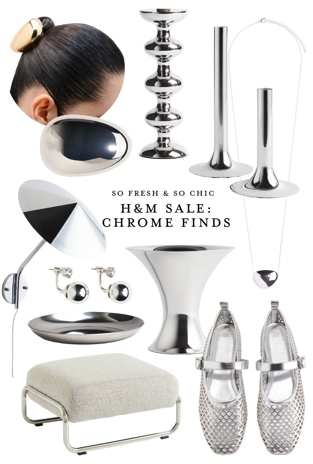 H&M sale up to 40% off site wide!
-
H&M home finds - chic girl gift guide - cool
Girl gift guide - chrome gift guide - silver home goods - chrome home decor sale - affordable gifts for her - chrome hair clip - chrome candle sticks - chrome vase - silver ball earrings - silver bean necklace - chrome wall sconce - silver ballet flats - silver Mary Jane flats - silver shoes - chrome metallic catch all dish - chrome frame boucle ottoman / affordable metallic home decor - H&M home sale finds - metallic gift guide 

#LTKHome #LTKGiftGuide #LTKFindsUnder50