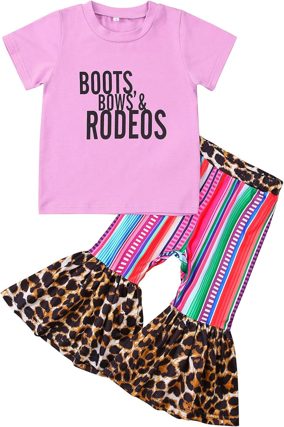 Toddler Baby Girl Outfit Floral Dew Shoulder Ruffle Top Pullover+Plaid Flare Pants Set Cotton Clo... | Amazon (US)