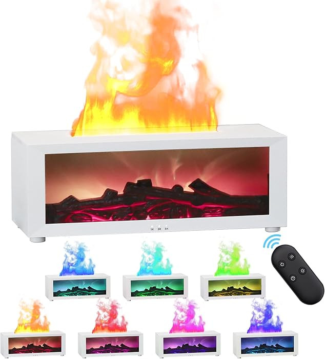 Essential Oil Air Diffuser with Remote Control,Flame Colorful Water Vapor Fireplace Fire Humidifi... | Amazon (US)