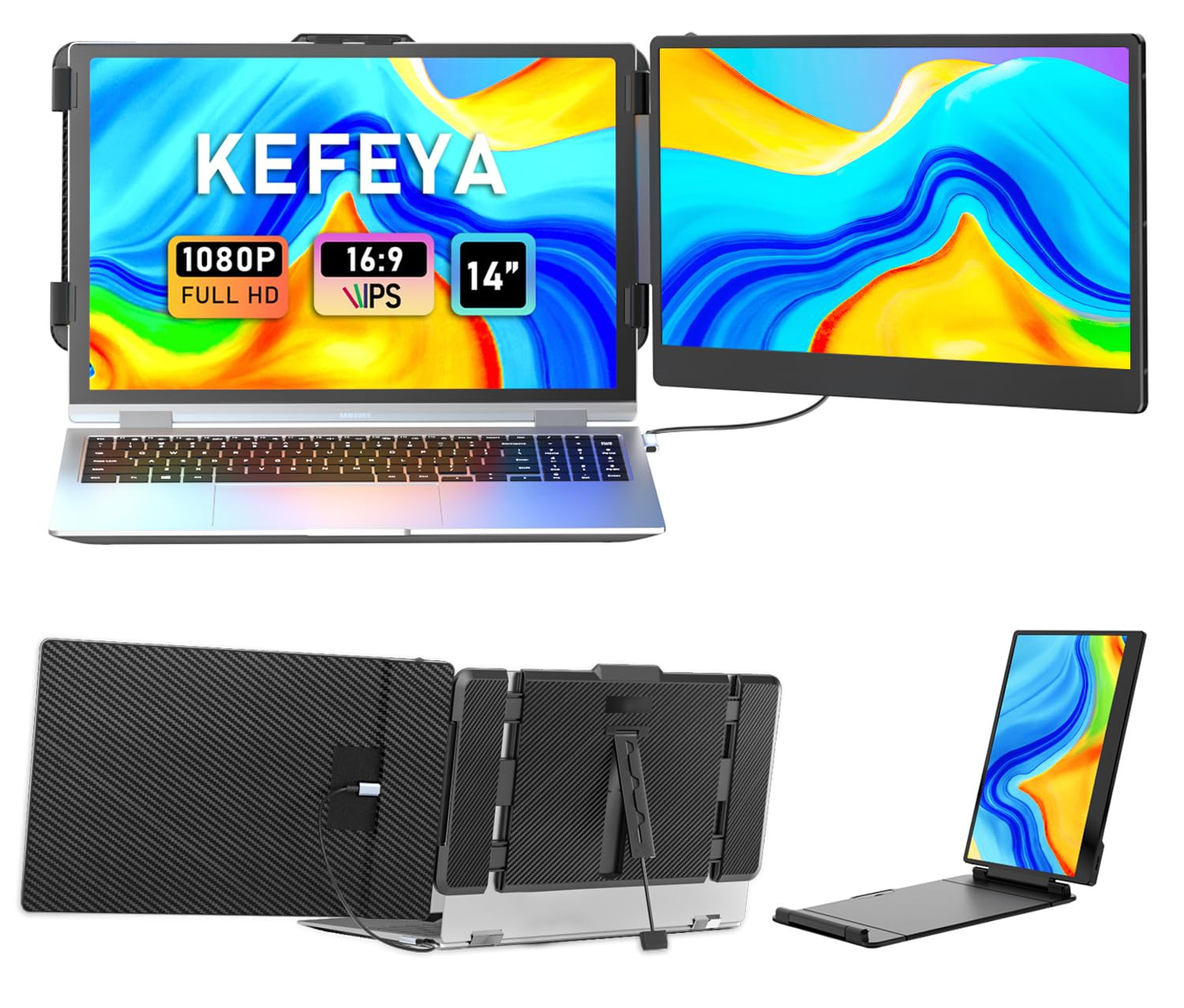 Laptop Screen Extender, 14" FHD 1080P IPS Laptop Monitor Extender Dual Screen, Portable Monitor for Laptops 13-17" with USB-C/HDMI Port, Plug n Play for Windows/Mac/Android/Switch/PS5 | Amazon (US)