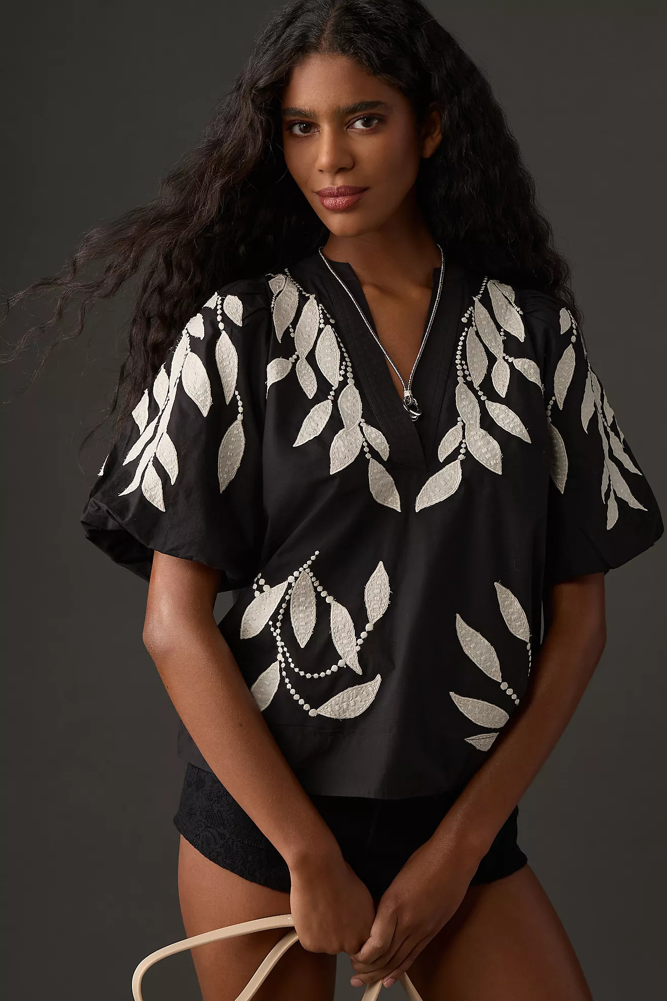 By Anthropologie Puff-Sleeve Embroidered Blouse | Anthropologie (US)