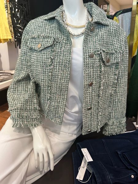 The Tweed Jacket is all about standout style. Made from cotton blend fabric, this design features fringe details on the front seams, back seams and sleeve cuffs. Wear this whimsical topper with high rise bottoms and a standout blouse to your most anticipated events of the year.
Made from tweed fabric. I wear a size 0 in Chico’s sizing
Crop Boucle jacket


#LTKstyletip #LTKover40 #LTKSeasonal