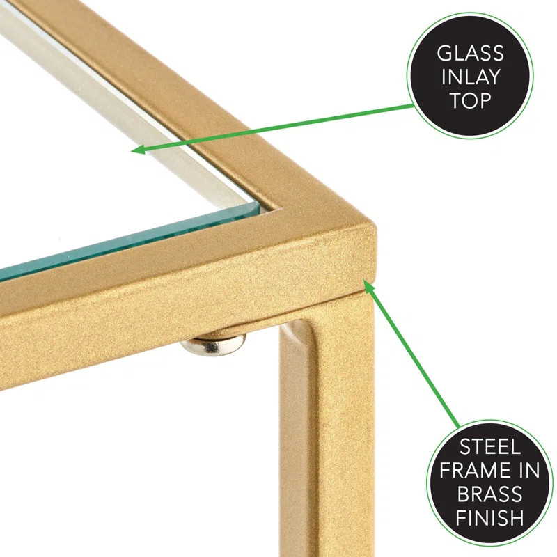 mDesign Metal and Glass Top Rectangle Accent Coffee Table Furniture | Wayfair North America