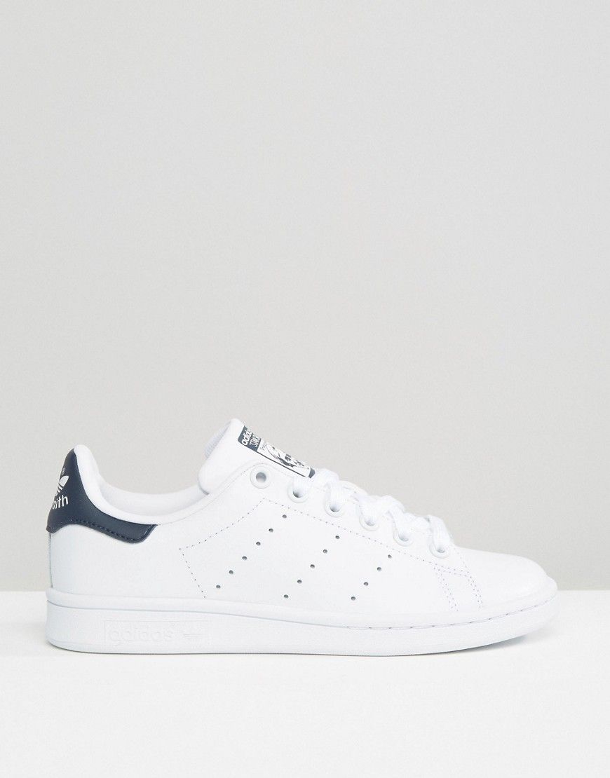 adidas Originals White And Navy Stan Smith Trainers | ASOS UK