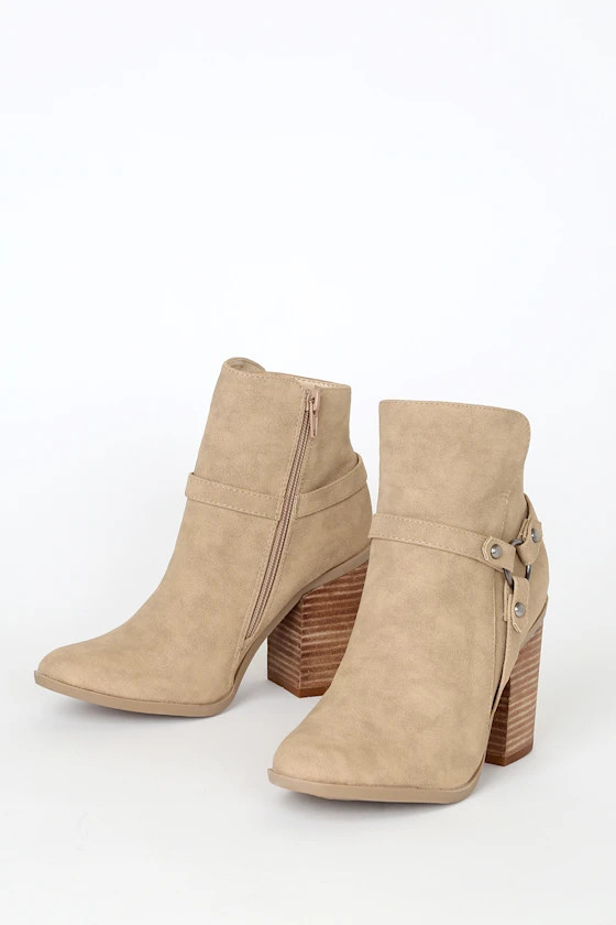 Marka Taupe Nubuck Ankle Booties | Lulus (US)