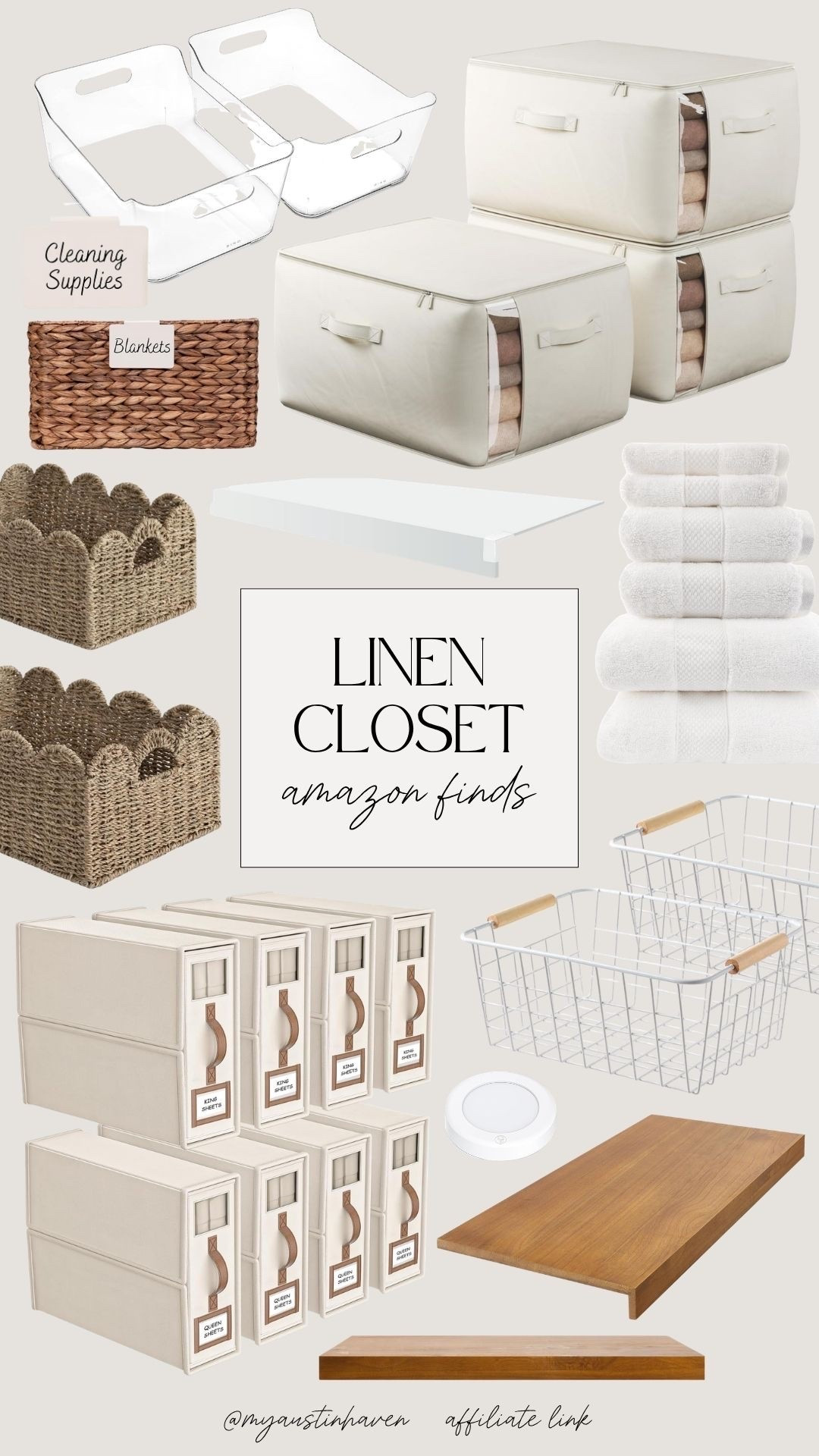 Linen closet Amazon finds to organize towels, sheets, blankets and everyday essentials. 🏡

Amazon linen closet finds, linen closet organization, closet organization ideas, amazon home organization, sheet organizers, blanket storage, towel storage, storage bins with lids, woven storage baskets, wire storage baskets, closet shelf organizer, under shelf storage, linen closet essentials, bathroom storage ideas, home organization finds, labels for storage bins, folded towel organization, organized home essentials, amazon storage solutions, pantry and closet organization.

#LTKHome #LTKSaleAlert