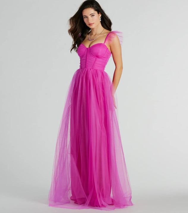 Amber Corset Ruffle A-Line Tulle Formal Dress | Windsor Stores