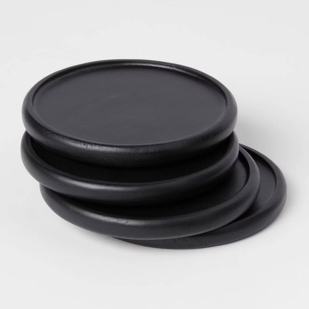 4pk Acacia Modern Coasters Black - Threshold | Target