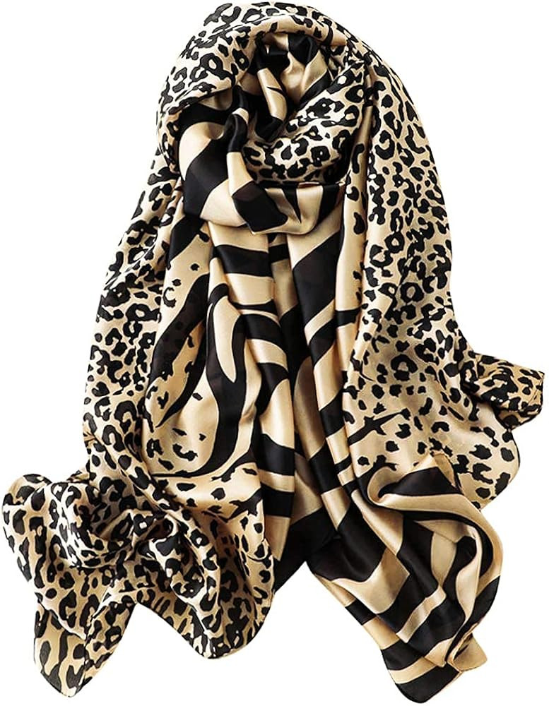 GERINLY Scarves - Animal Print Silk Feel Shawl Wraps Fashion Zebra Pattern Scarf for Women | Amazon (US)