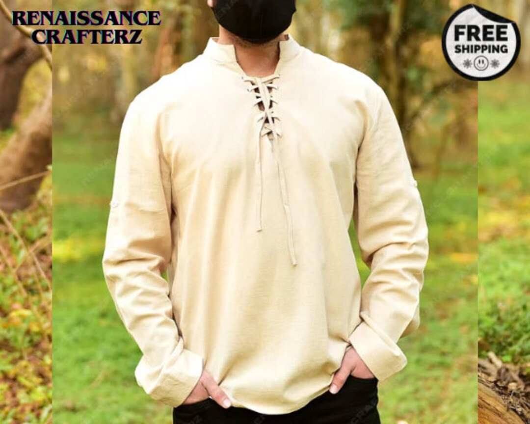 Mens Long Sleeve Cotton Tunic, Viking Medieval Linen Tunic, Comfort Colors Aesthetic Renaissance ... | Etsy (US)