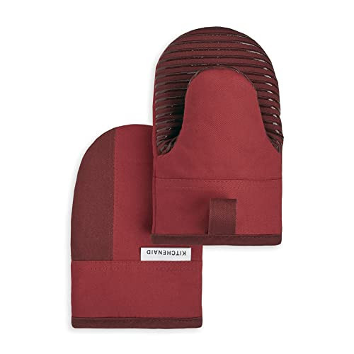 KitchenAid Beacon Two-Tone Non-Slip Mini Oven Mitt Set, Passion Red/Bordeaux, 5.5"x8", 2 Piece | Amazon (US)