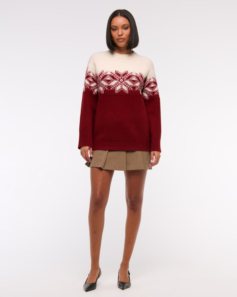 Women's Relaxed Lounge Fairisle Crew Sweater | Women's | Abercrombie.com | Abercrombie & Fitch (US)