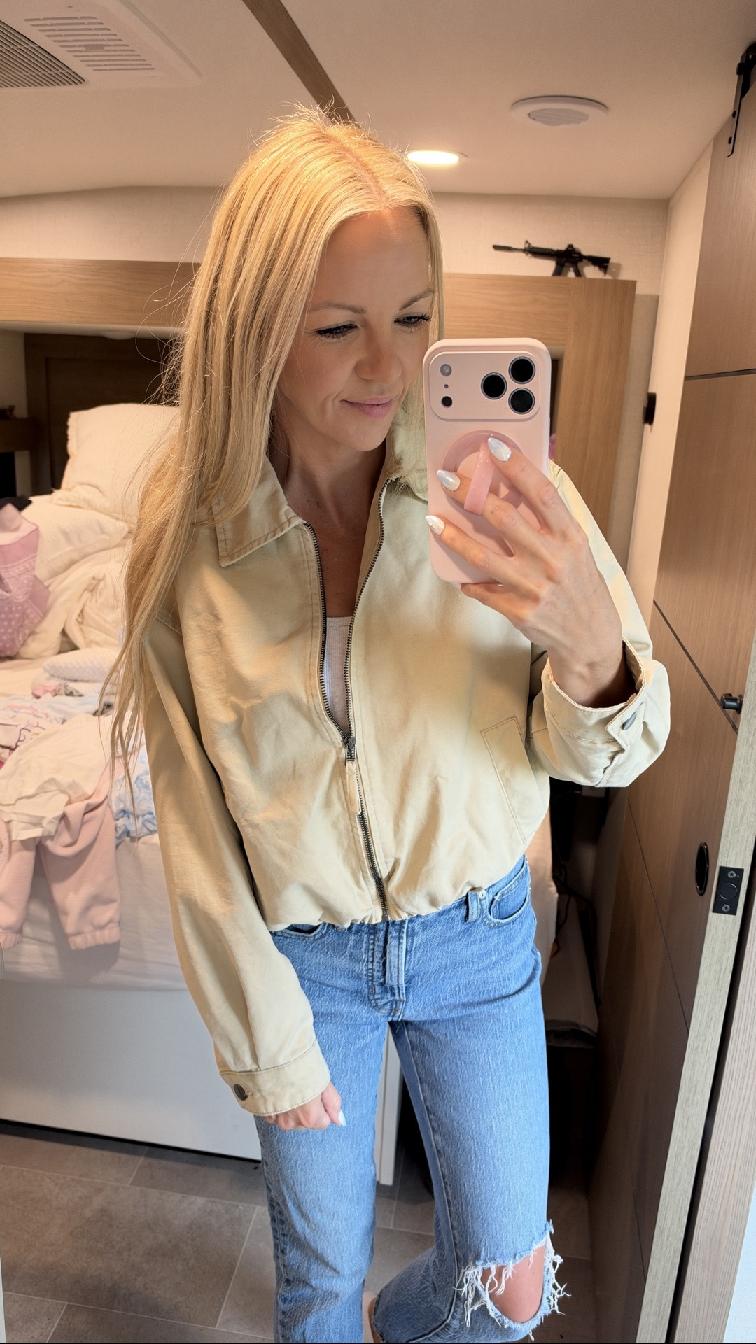 Also grabbed this cute canvas bubble hem jacket from Target! It is light weight enough to wear in Florida when it gets colder or like to church where it’s freezing!