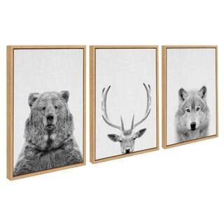 Sylvie Bear, Deer and Wolf by Simon Te of Tai Prints 3-Piece Framed Art Print 24 in. x 18 in. | The Home Depot
