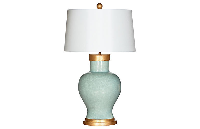Cleo Celedon Table Lamp, Cream Glaze | One Kings Lane
