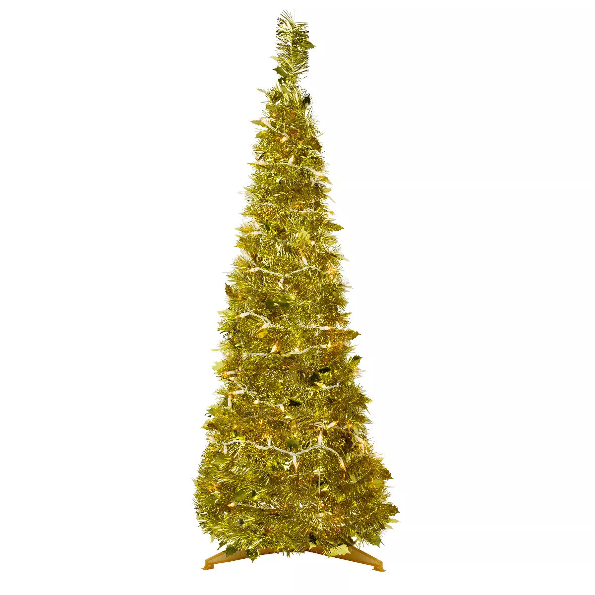 Northlight 4' Pre-Lit Gold Tinsel Pop-Up Artificial Christmas Tree, Clear Lights | Target