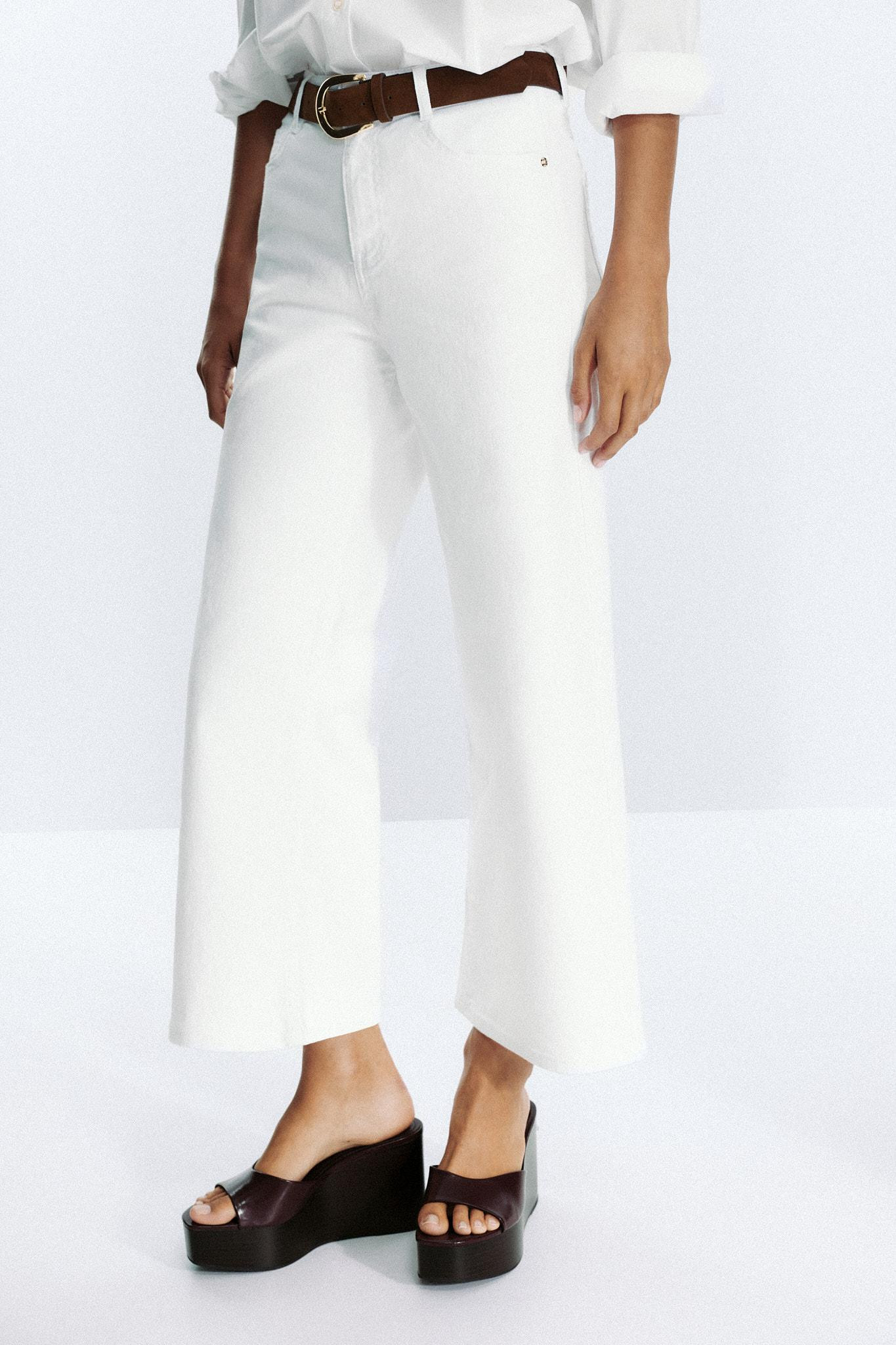 Z.10 HIGH-WAISTED BELTED CULOTTE JEANS | Zara US