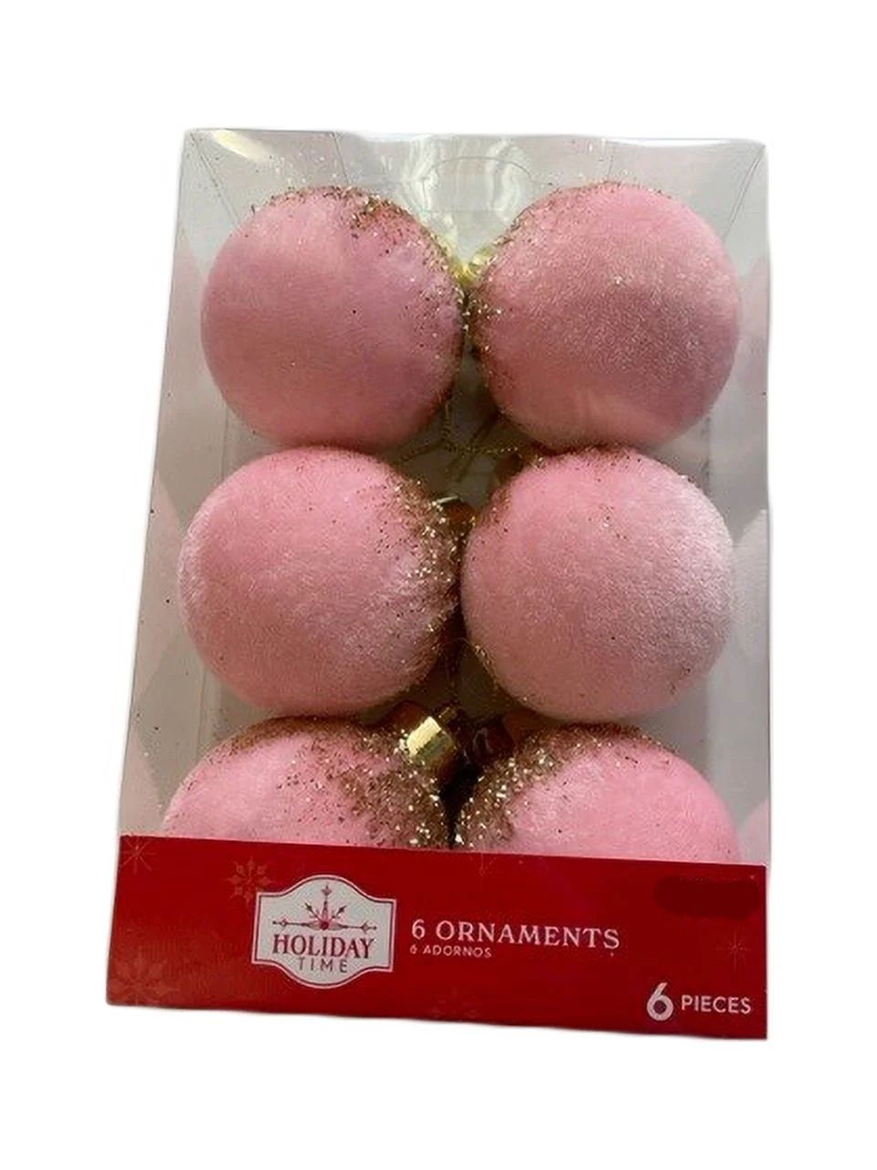 Pink Fabric Ball Christmas Ornaments, 6 Count, 0.08 kg, by Holiday Time | Walmart (US)