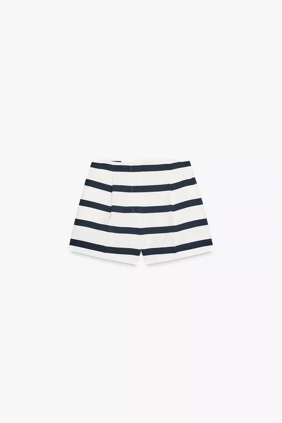 PLEATED STRIPED SHORTS | Zara US