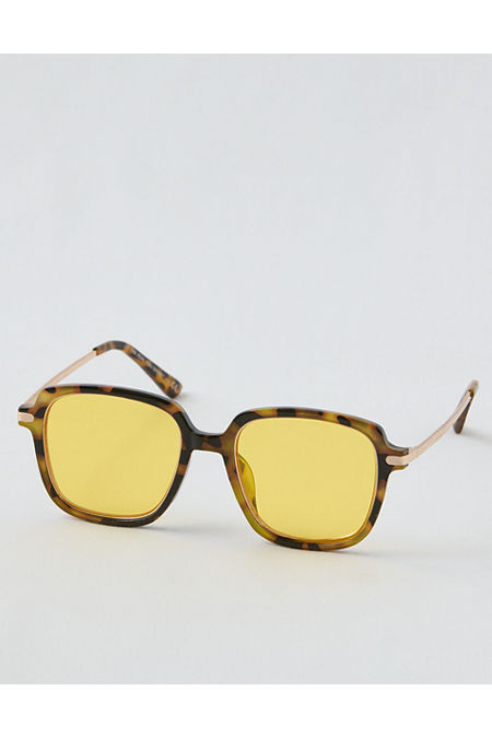 Aerie Oversized Vintage Sunglasses Women's Yellow One Size | American Eagle Outfitters (US & CA)