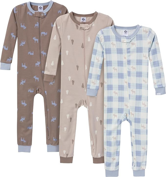 Gerber baby-boys 3-pack Snug Fit Footless One-piece Cotton Pajamas | Amazon (US)