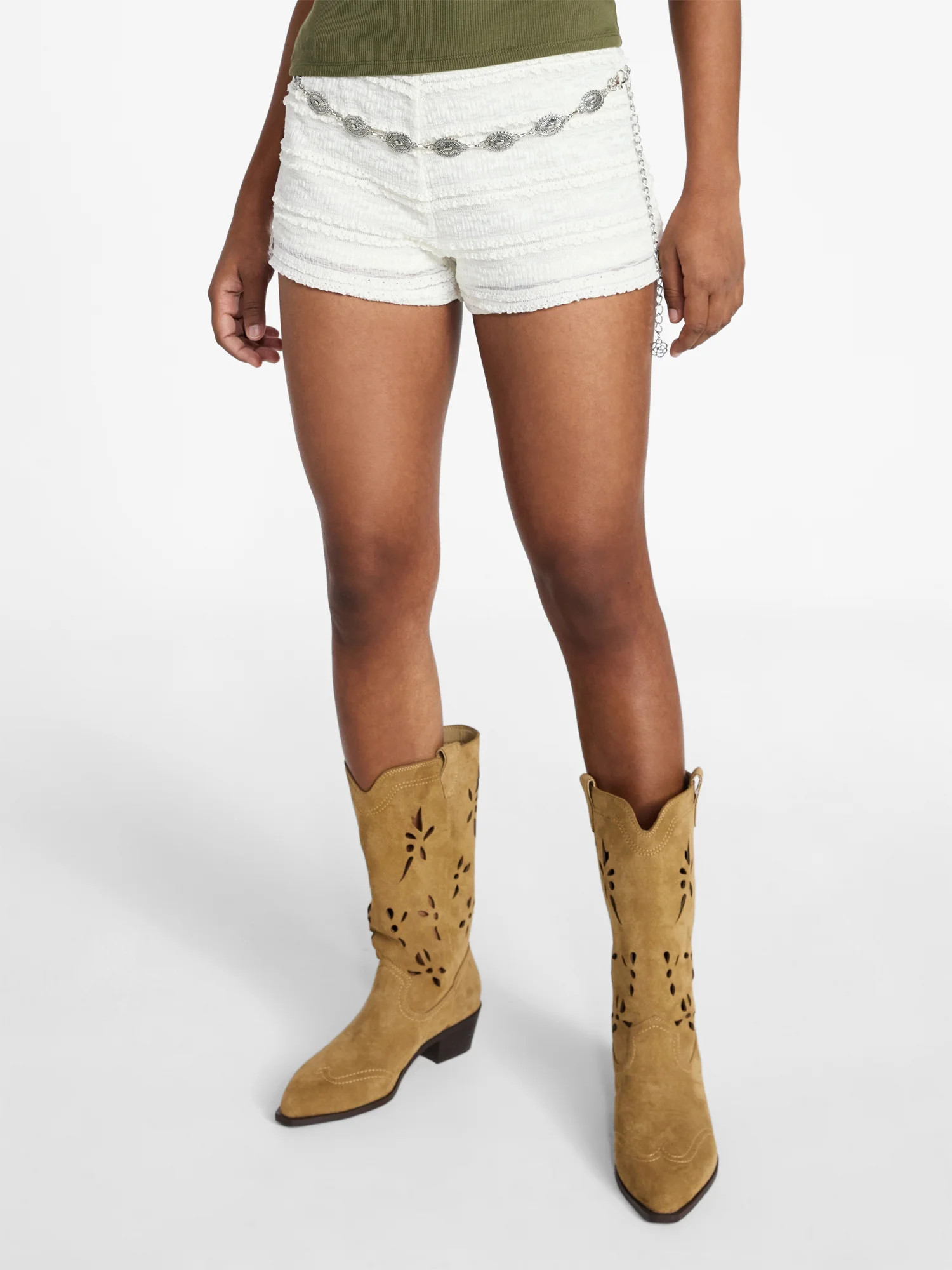No Boundaries' Belted Ruffle Bloomer Shorts, 2.5" Inseam, Women's XXS-XXL - Walmart.com | Walmart (US)