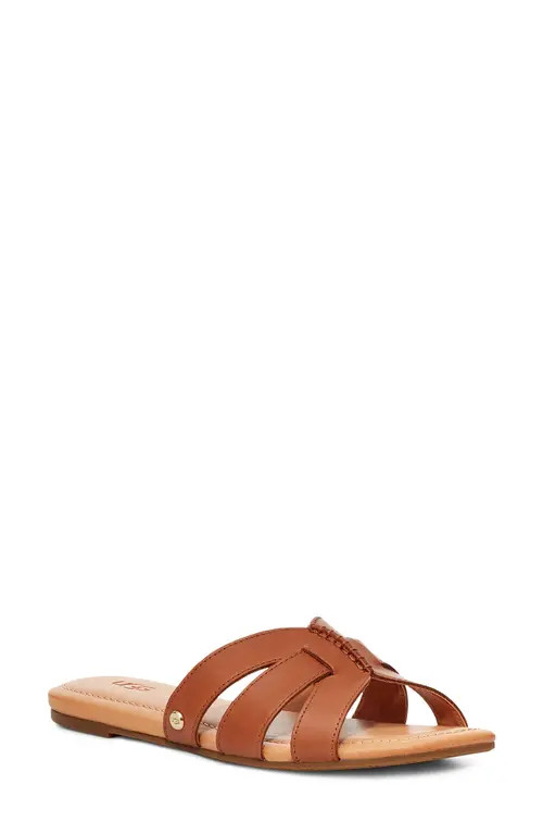 UGG(r) Teague Slide Sandal in Tan Leather at Nordstrom, Size 9.5 | Nordstrom