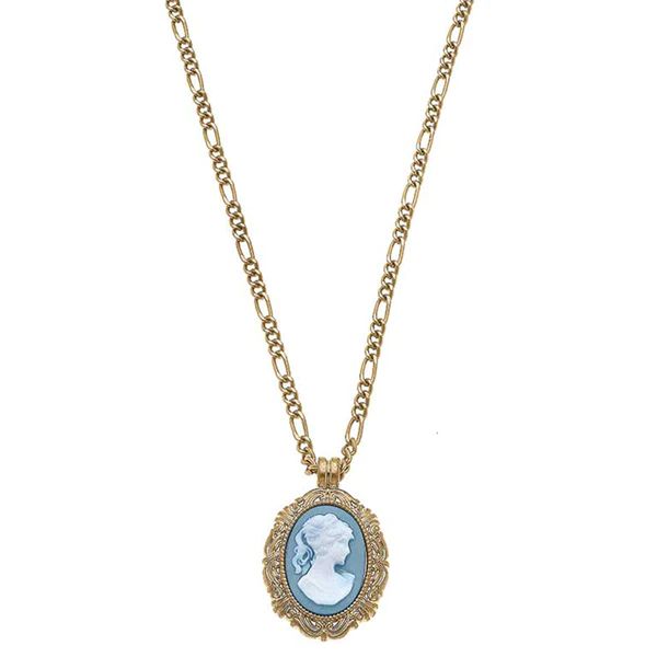 Preston Cameo Pendant Necklace in Wedgwood Blue | CANVAS