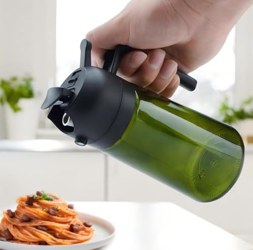 2 in 1 Oil Sprayer, Oil Sprayer for Kitchen Cooking, 470ml Oil Spray Bottle for Home (Olive+Black) | Amazon (US)