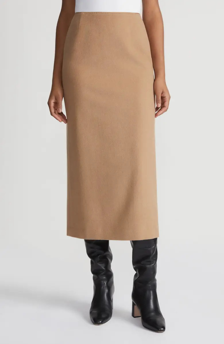 Lafayette 148 New York Camel Hair Midi Pencil Skirt | Nordstrom | Nordstrom