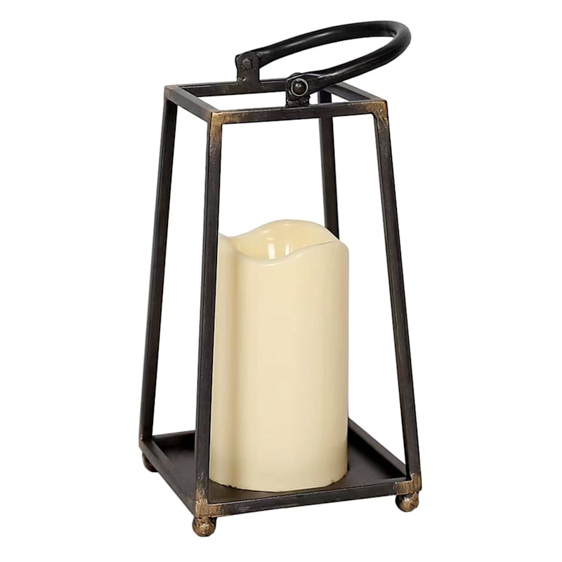 Outdoor Metal Lantern with LED Candle, 12" | At Home