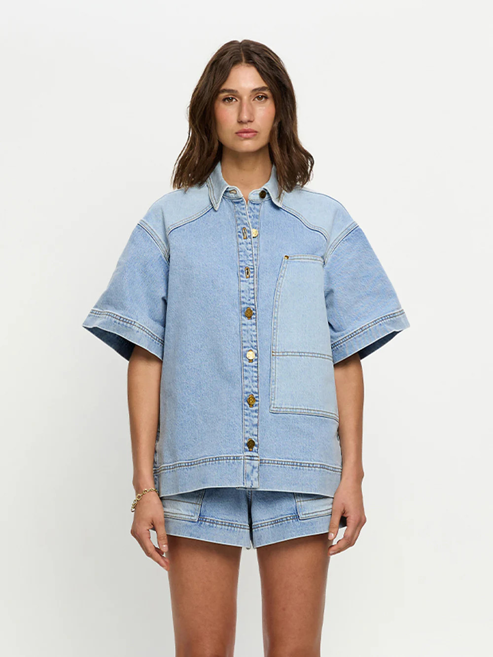Florence Denim Shirt | Two Toned Denim | KIVARI | Kivari (Global minus AU/NZ)