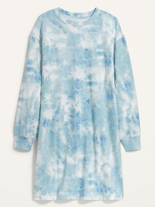 Loose Vintage Tie-Dye Long-Sleeve T-Shirt Shift Dress for Women | Old Navy (US)