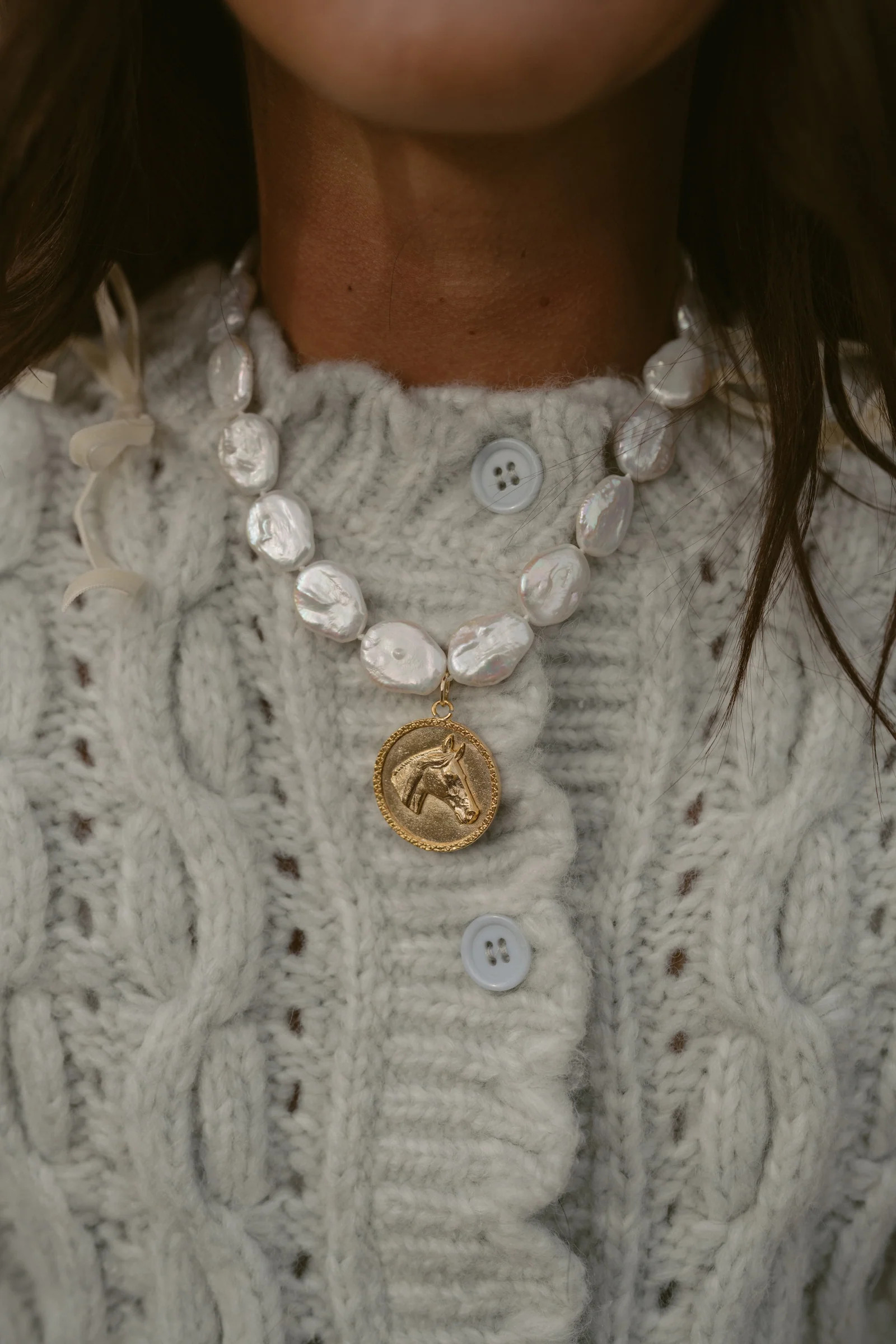 Mexican Horse Coin | Pearl | #2 | Goldie Lew Jewelry, LLC