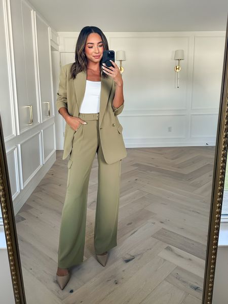Express bottoms are $59 and tops are 3 for $99! Wearing a Small in oversized blazer (runs big, size down even for a relaxed fit), 2 long in wide leg belted trousers, Small in body contour bodysuit 

#LTKsalealert #LTKstyletip #LTKworkwear