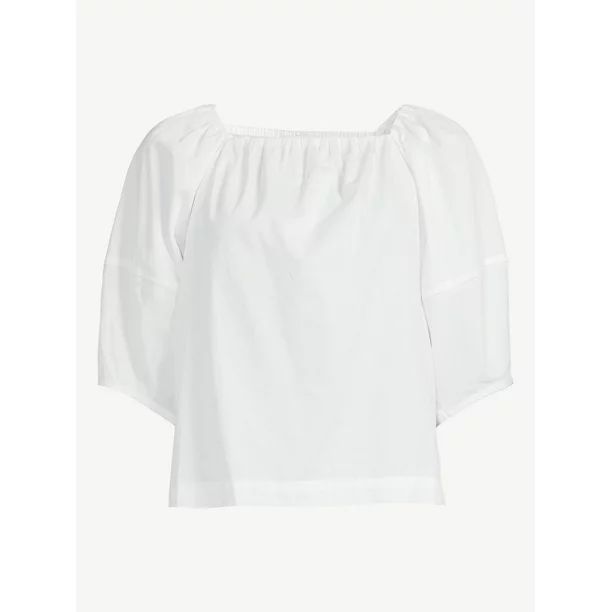 Free Assembly Women's Square Neck Top with Blouson Sleeves - Walmart.com | Walmart (US)