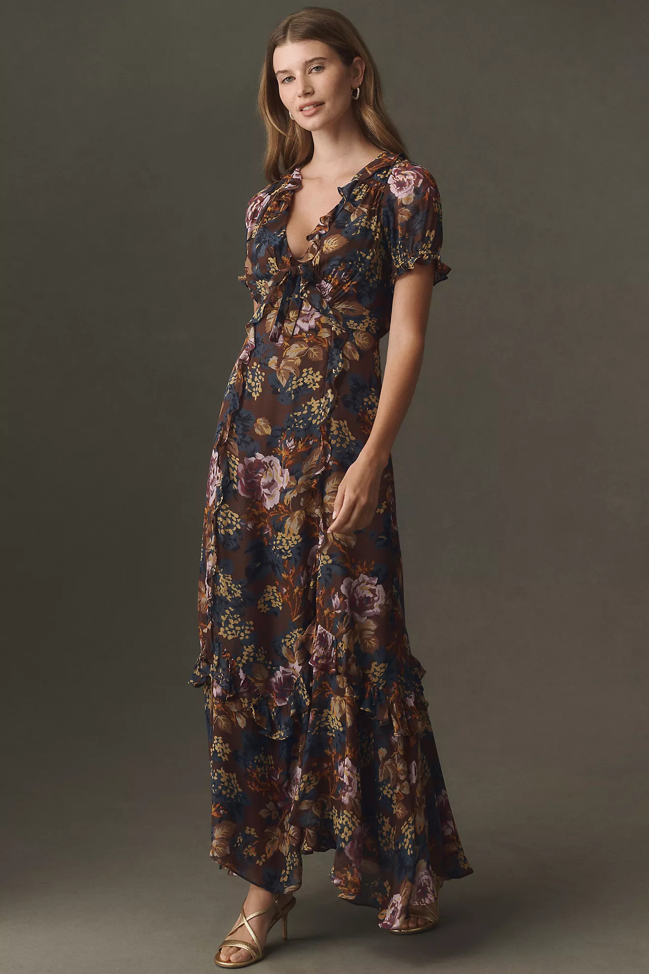 BHLDN Short-Sleeve Ruffle Maxi Dress | Anthropologie (US)