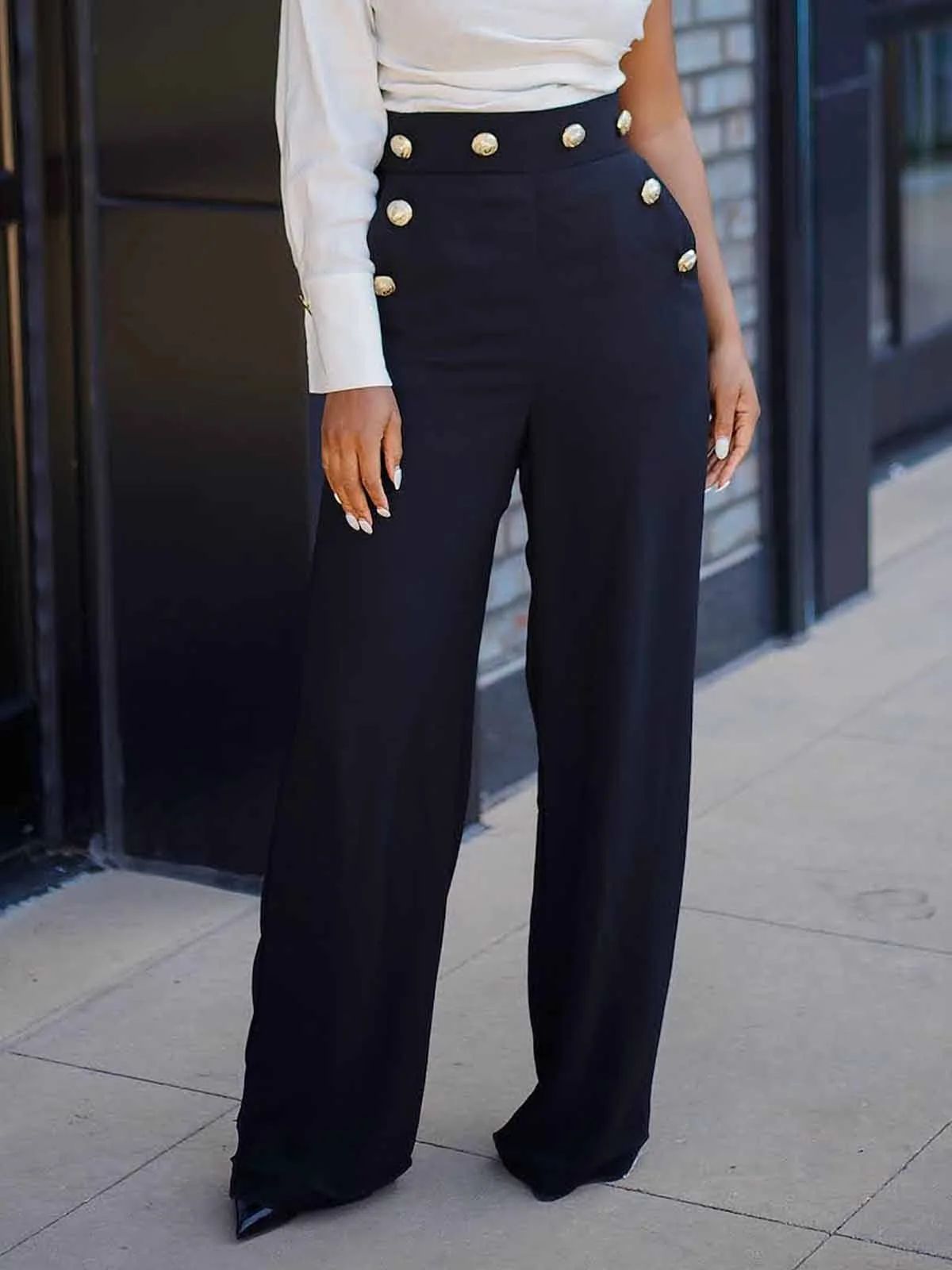 Black Daily Urban Regular Fit Fashion Pants | Stylewe