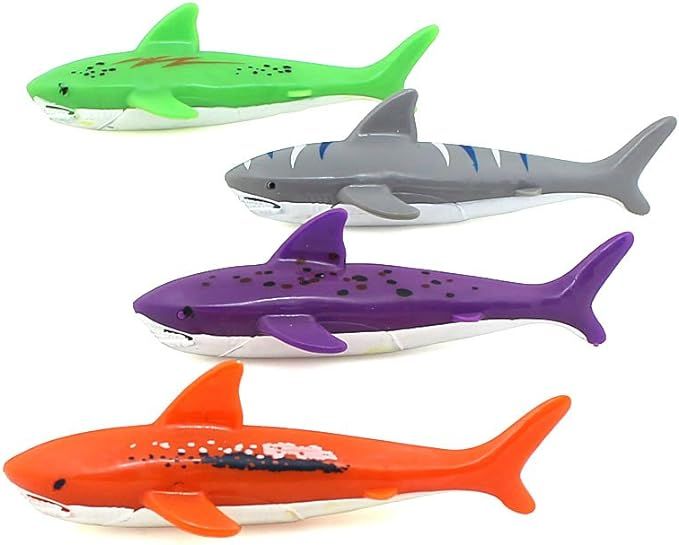 ZHFUYS Diving Pool Toy Underwater Swimming Throwing Diving Torpedo Shark,4 Pack | Amazon (US)