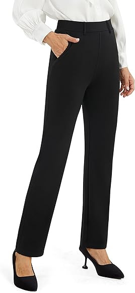 AFITNE Women's Yoga Dress Pants Straight Leg Stretchy Work Pants Business Office Casual Slacks wi... | Amazon (US)