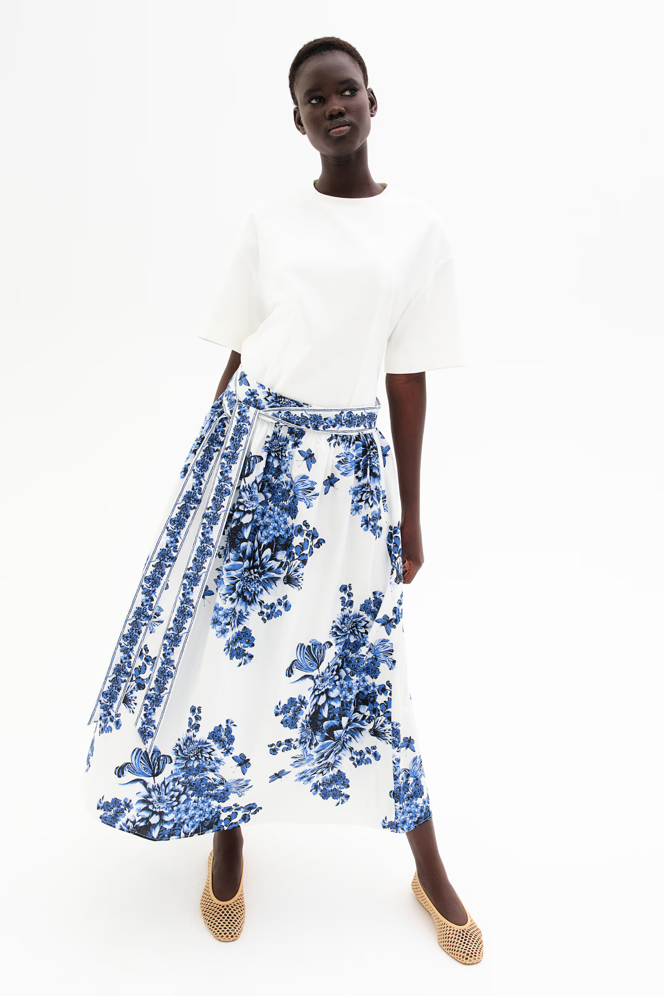 Tie-Detail Poplin Skirt | H&M (US + CA)