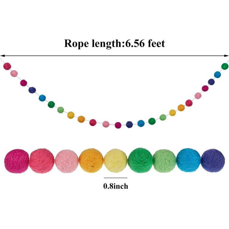 Wool Felt Ball Garland Colorful Pom Pom Garland Handmade 6.5 Feet Long 24 Balls Felt Ball Garland... | Walmart (US)